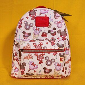 Loungefly Disney Mickey Mouse & Minnie Mouse Sweet Treats AOP Mini Backpack NEW